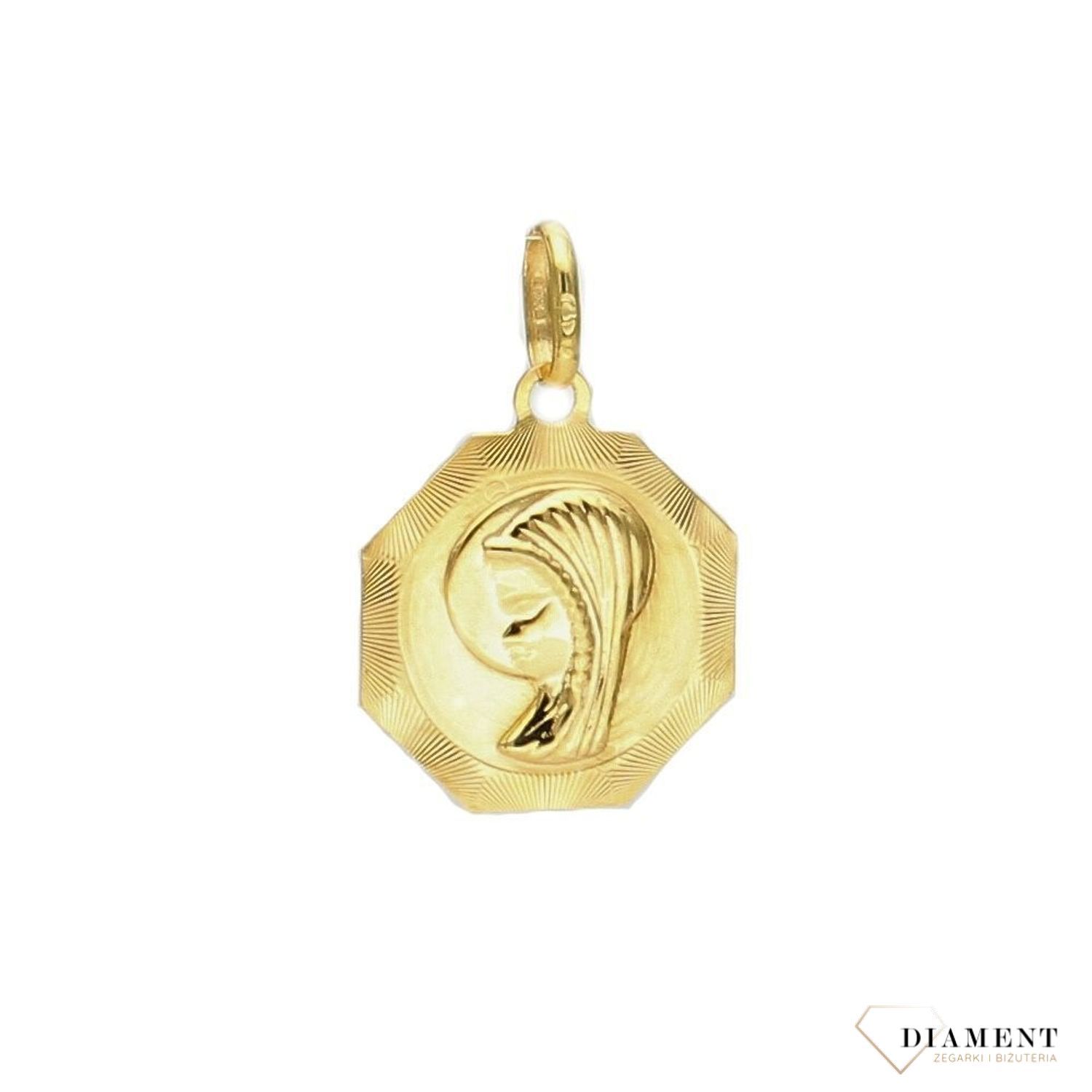 Złota zawieszka medalik w nieregularnym kształcie ZA 1542A.jpg